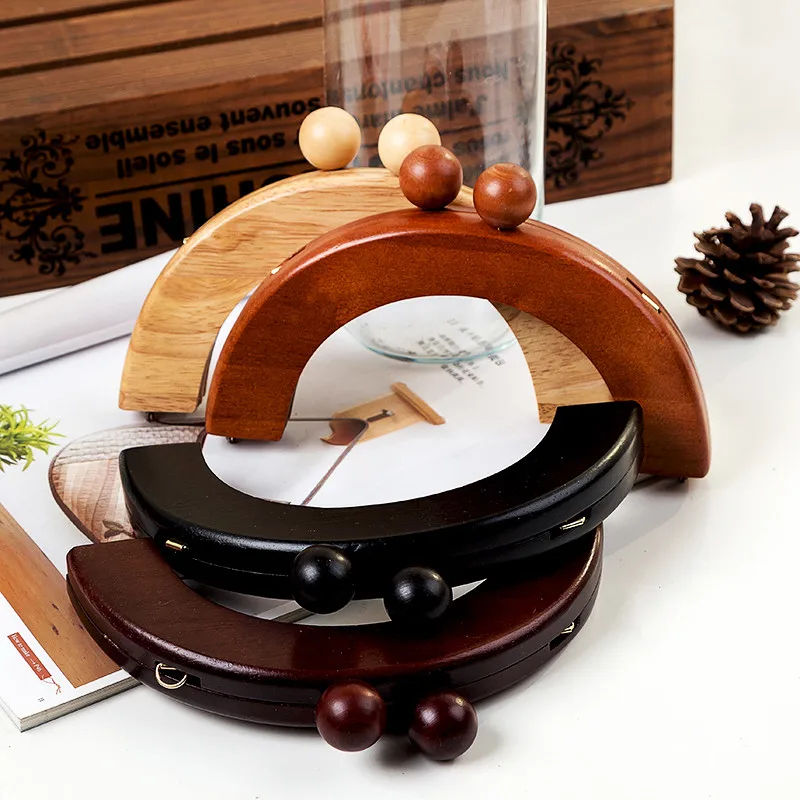 14X6 Cm Small Mini Wooden Purse Frame Coffee Color With Round Big Clasp Screws Sewing Wood Frames Obag Handles | Багаж и сумки