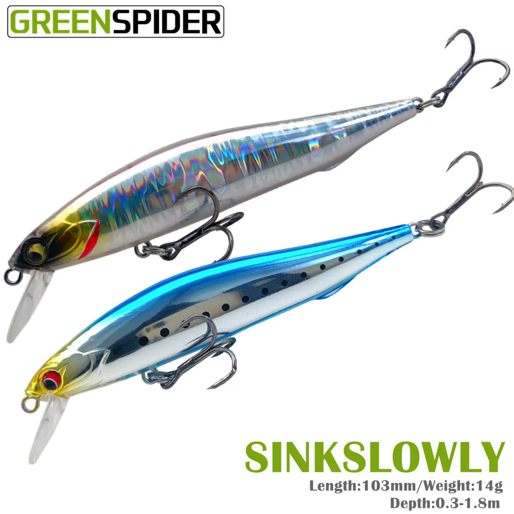 

GREENSPIDER Fishing Lures 10.5cm/14g Hard Minnow bait Artificial 4 Colors Available Quality Professional Plastic Fishing Tackle