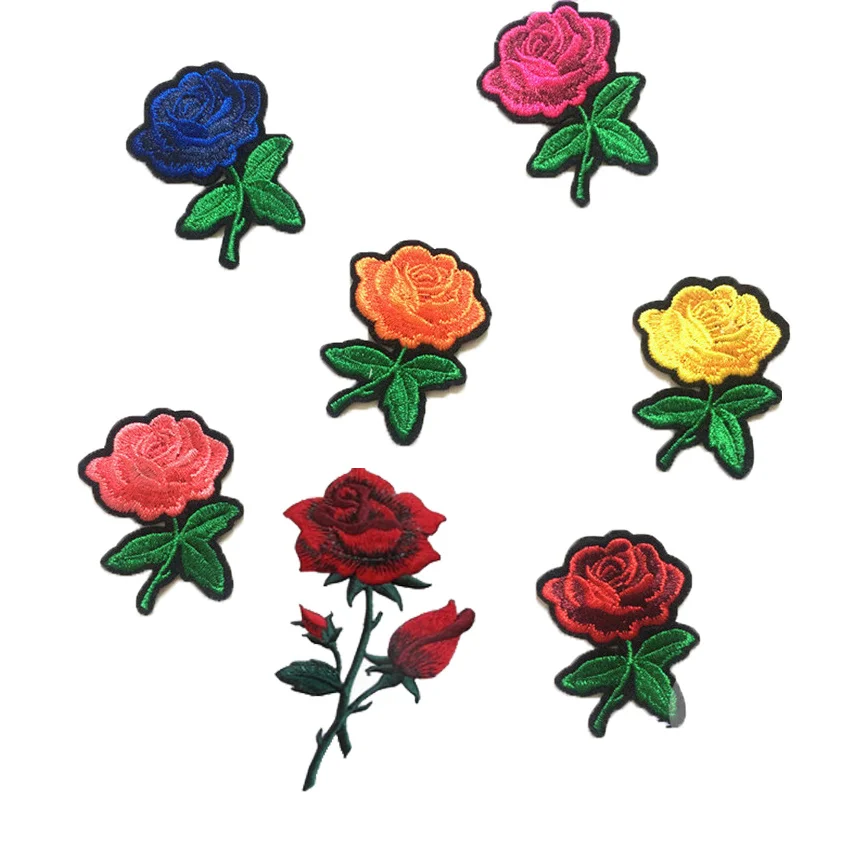 Цветочная вышивка патч для одежды 1 шт. мульти красные цветы железные патчи панк