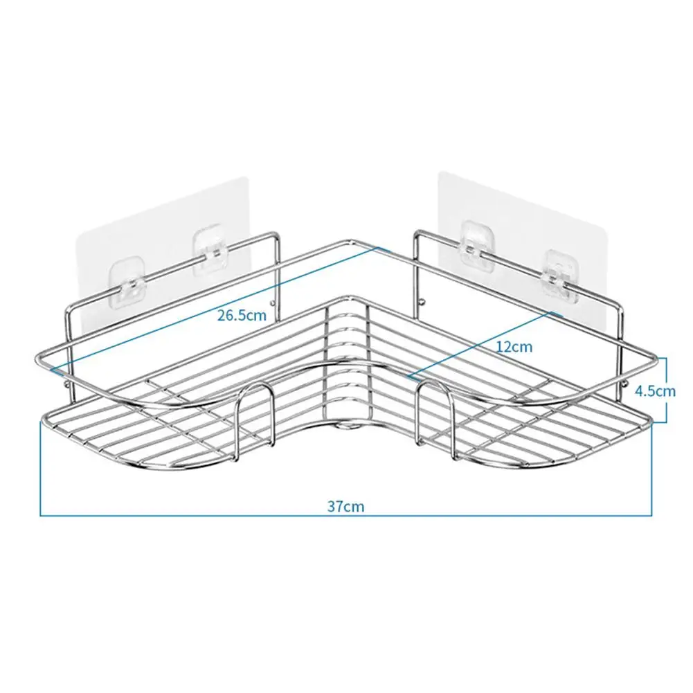 

Stainless Steel Bathroom Storage Rack Punch-free Singer Layer Triangle Wall Mounted Storage Shelf for Bathroom Kitchen Bedroom
