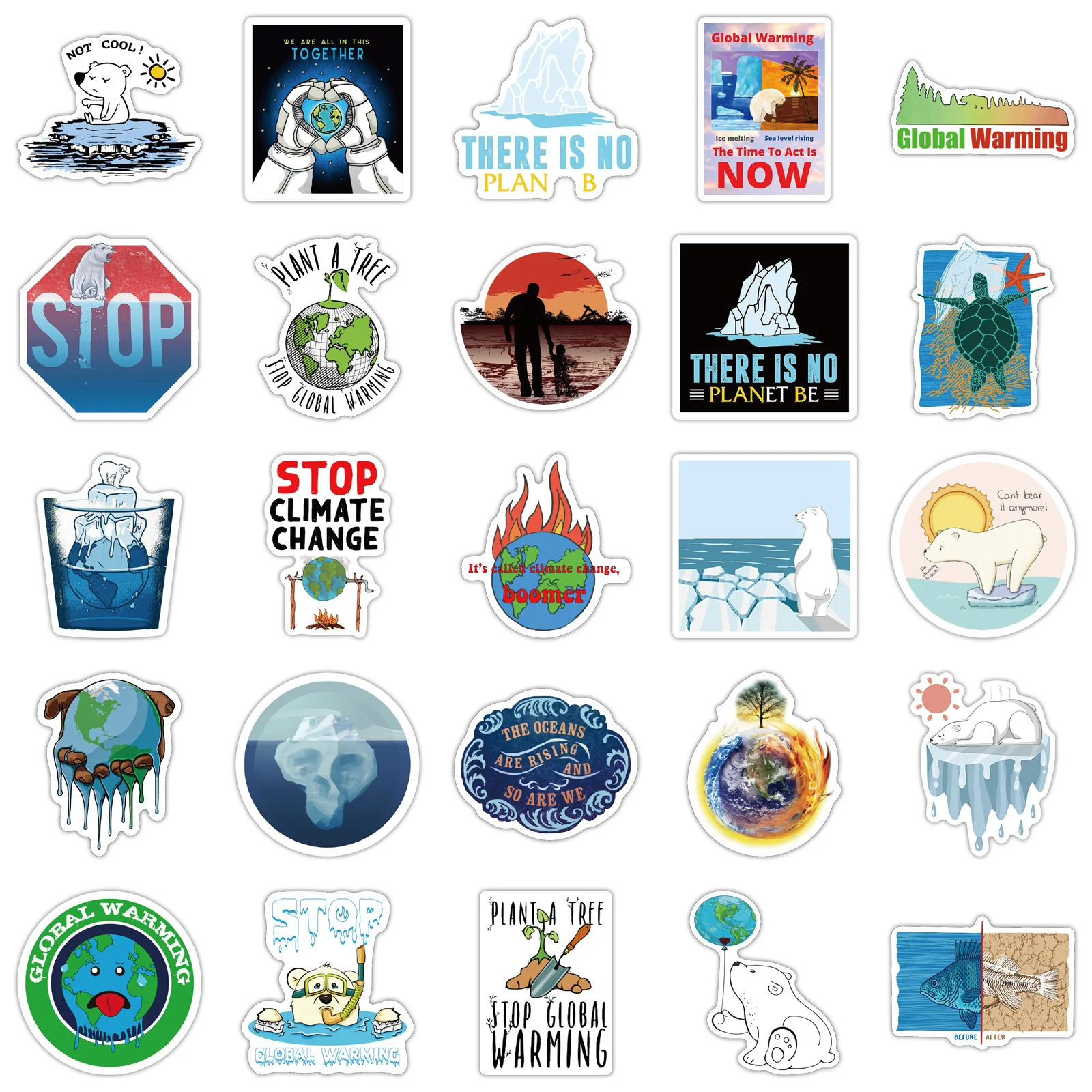 

10/50pcs Global Climate Change Stickers Graffiti Decoration Suitcase Laptop Skateboard Mobile Phone Shell Stickers Classic Toys
