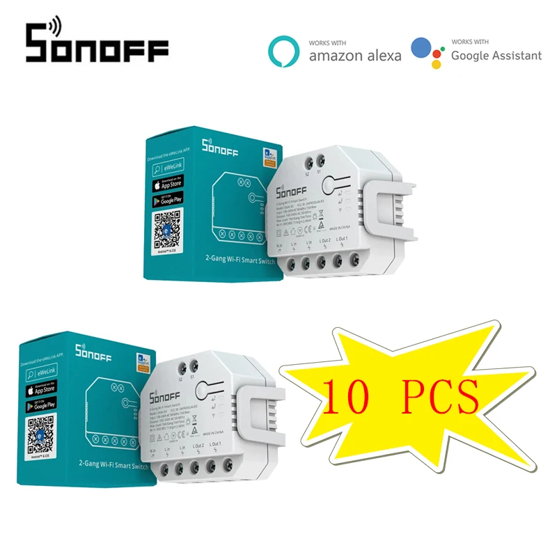 

Смарт-переключатель SONOFF DUALR3 с двумя реле, 10 шт.