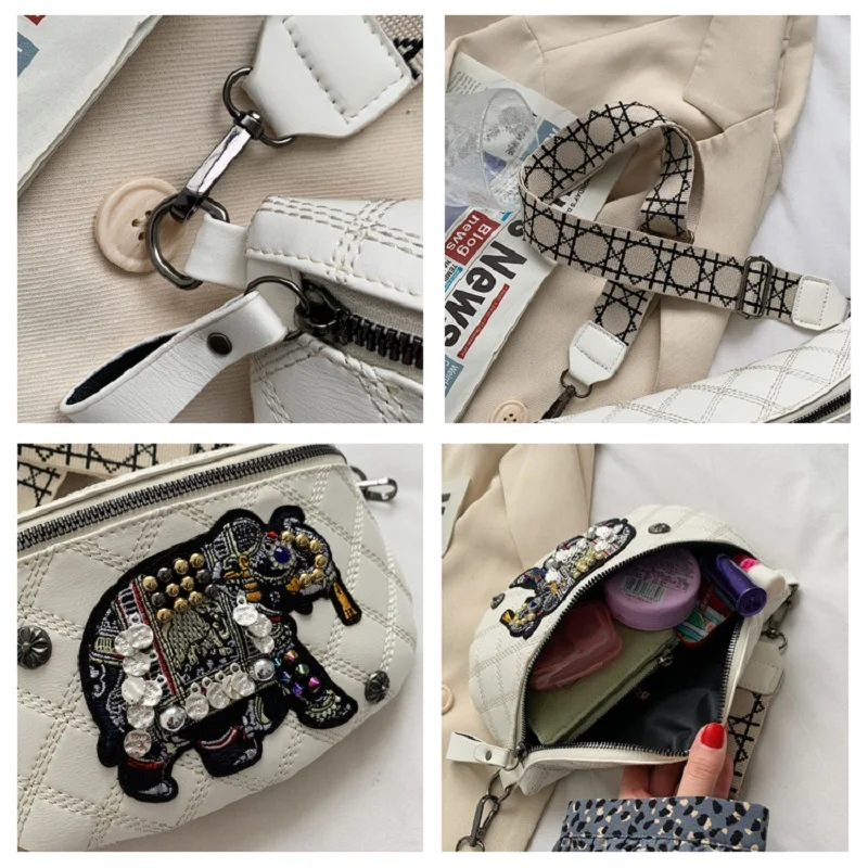 

Waist Bags For Women 2021 Fashion Pu Leather Fanny Packs Embroidery Small Summer Fashion Ladies Chest Bags Female Phone Purses