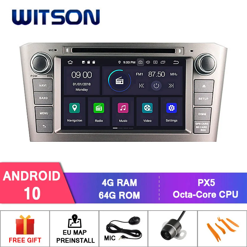 Германия запас! WITSON Android 10 0 IPS экран автомобильный DVD для TOYOTA AVENSIS 2005 2007 4 Гб RAM + 64 FLASH