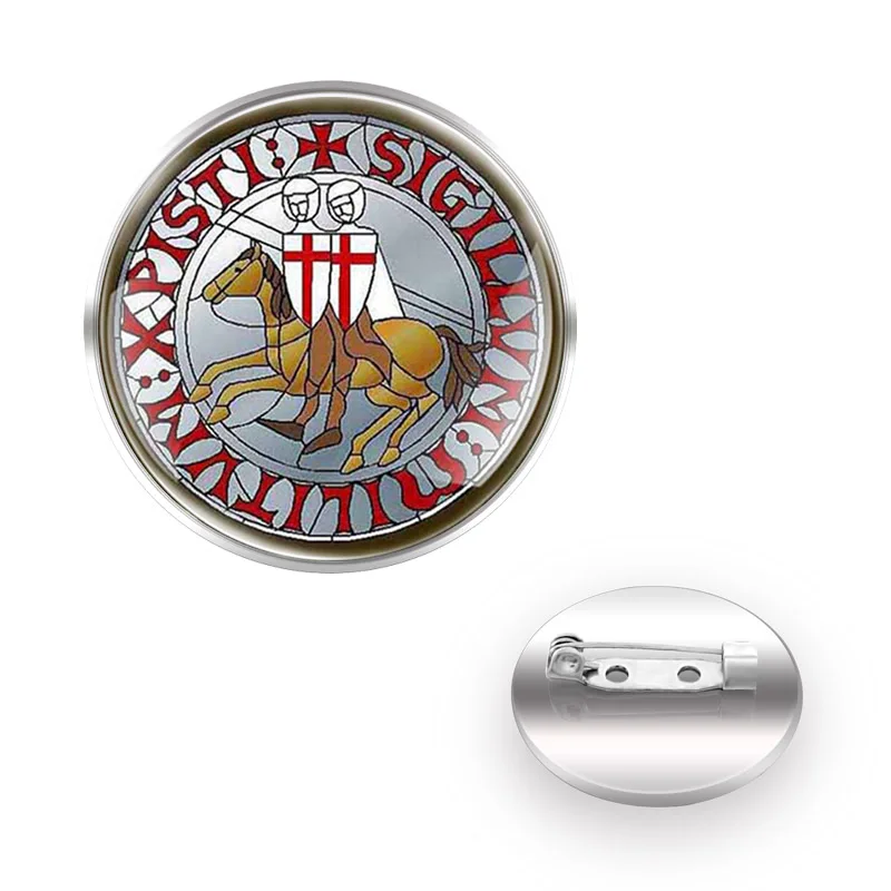 

бычок на новый год Knights Templar Cross брошки на одежду Brooches Decoration Collar Pin Glass Convex Dome Women Men Gift