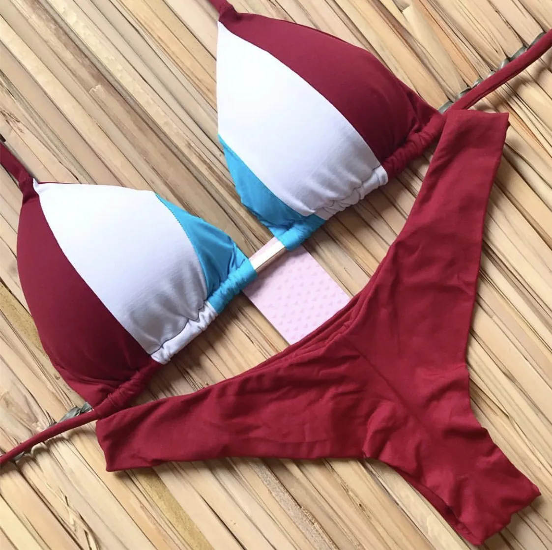 

2021 New Printed Swimsuit Women's Foreign Trade Bikini Bikini Sexy Vertical Striped Flower Bikini