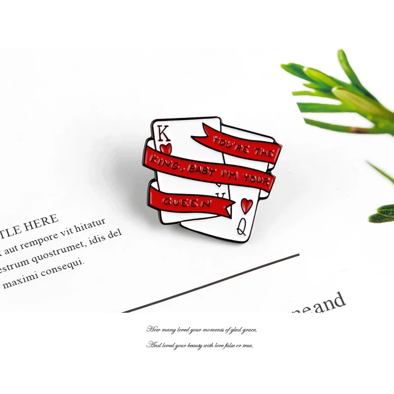 Новая покерная Брошь Личность эмаль отворот булавка Youɾr король ребенок я ваша