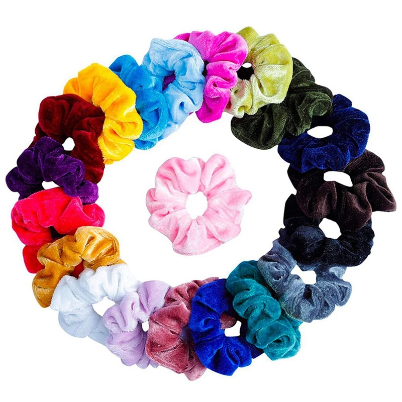 

20Pcs Girls' Color Curling Velvet Hair Rubber Hair Band Hair Circle Hair Jewelry