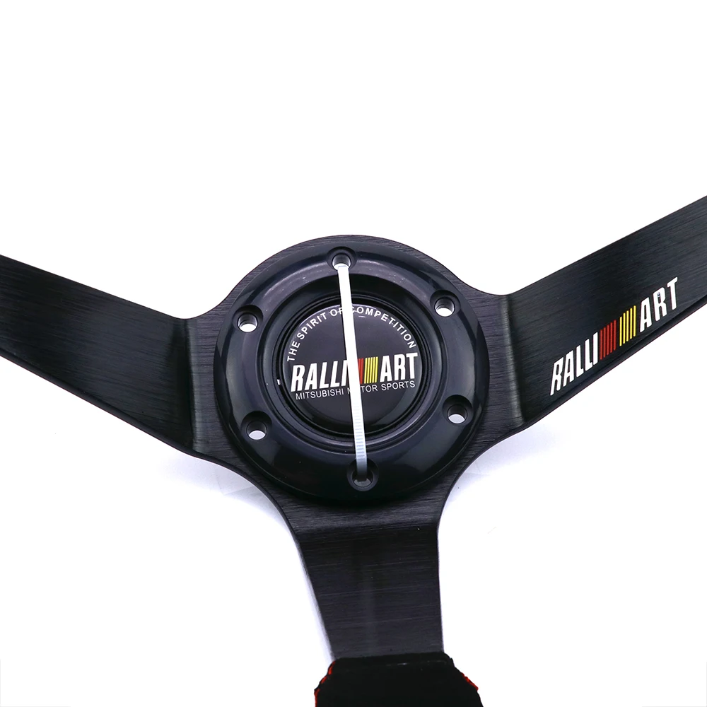 Черный RALLIART 350 мм/14 дюймов черный замшевый кожаный глубокий руль | Автомобили и