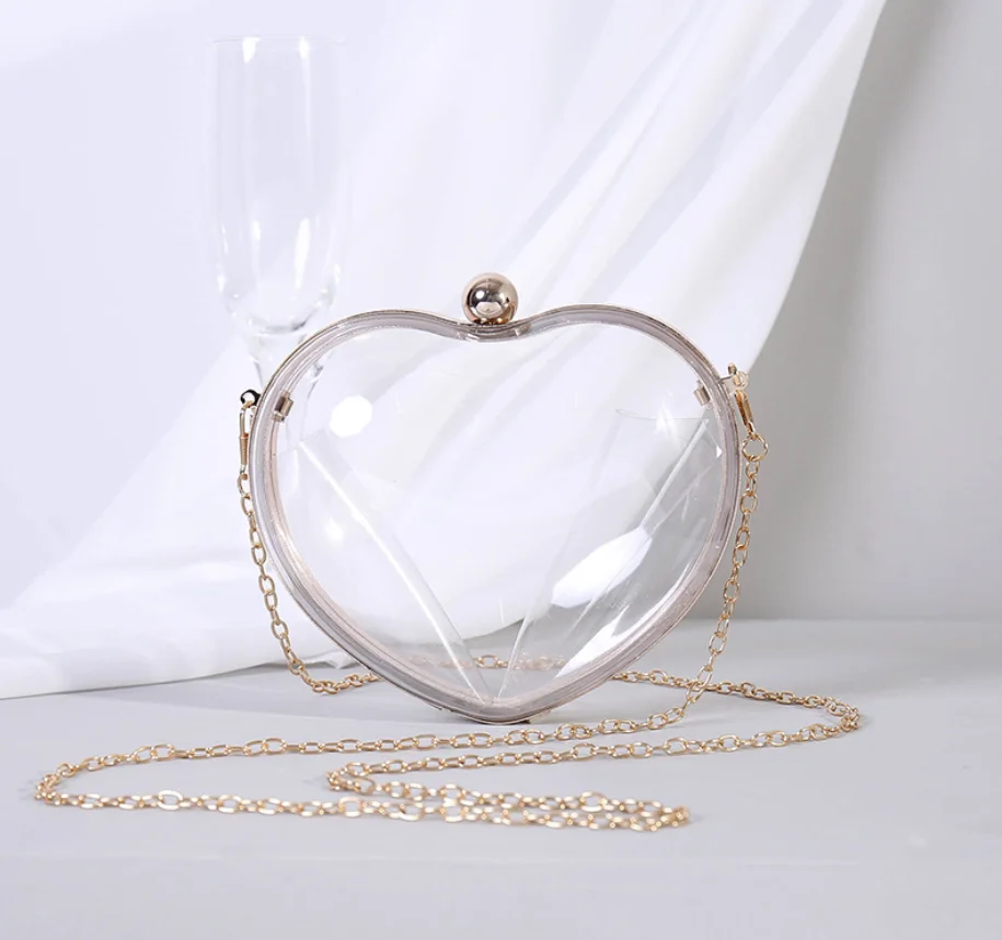 

New Acrylic Fashion Mini Transparent Love shoulder Bag Handbags Heart-shaped dinner bag evening bag women cross body bags gift
