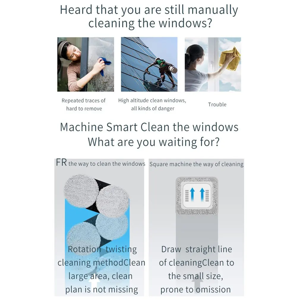 

Home Window Cleaning Robot Vacuum Cleaner Remote Control Magnetic Glass Cleaning Robot Framed Window Robot