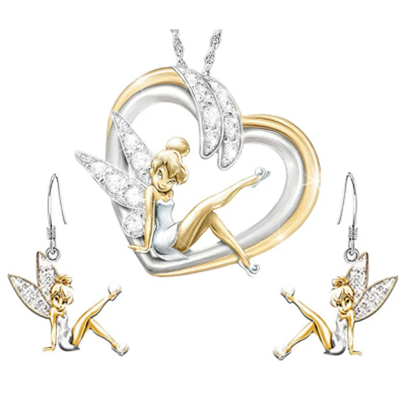 Прекрасная Фея серьги с ангелами Детский комплект для девочек украшением в виде