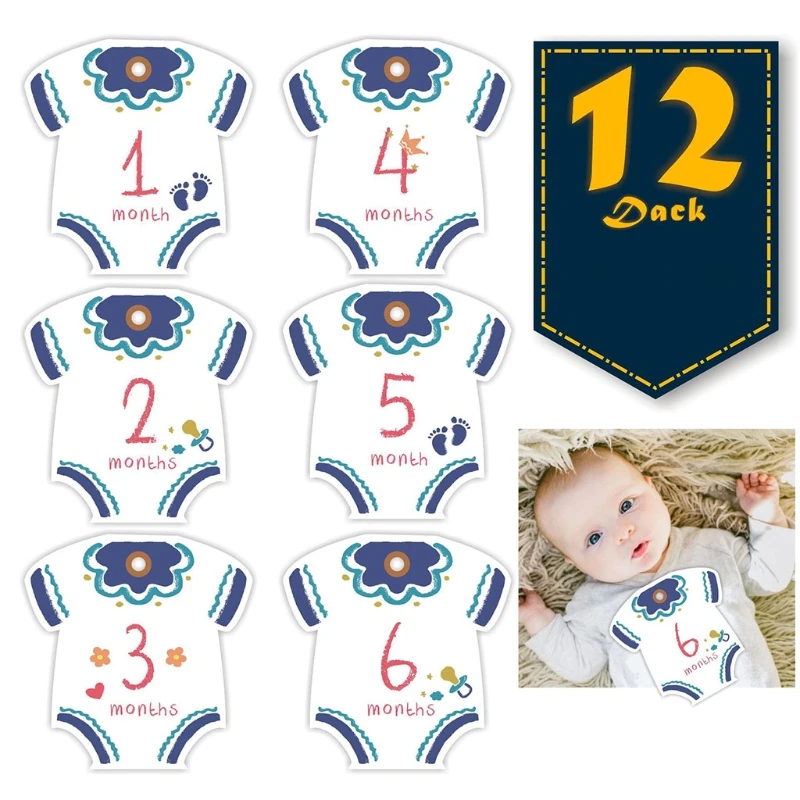 

B2EB 12 Sheets/Set Baby Cute Clothes Monthly Stickers Pregnant Belly Decals Memory Recording Milestone Sticker