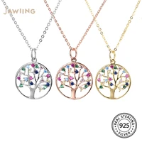 tree of life pendant necklace 925 sterling silver multi color rhinestone cz jewelry for women