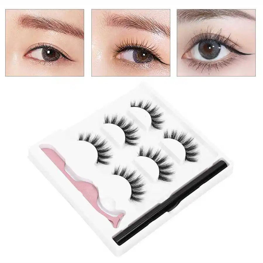 3 пары водонепроницаемые накладные ресницы самоклеющиеся пинцеты для подводки