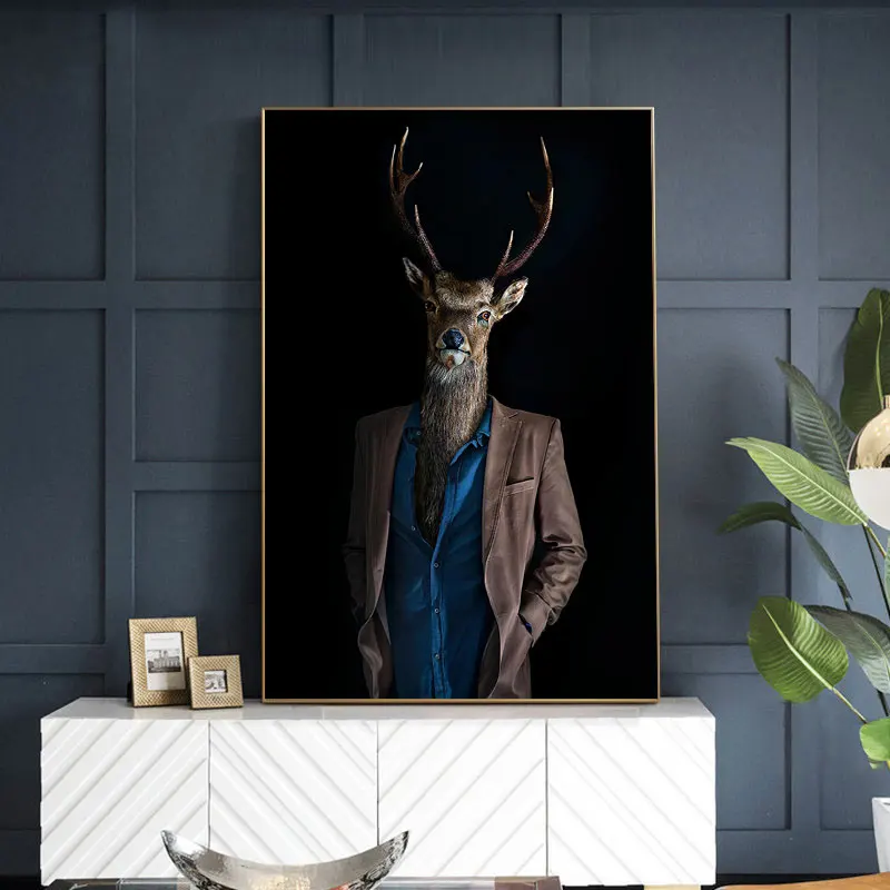 Абстрактное животное слон лев постер с зеброй креативное моделирование стены