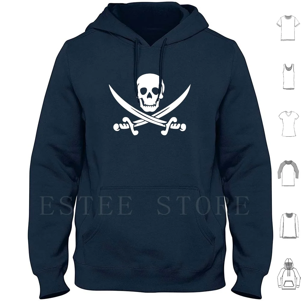 

Jolly Roger Hoodie Long Sleeve Ocean Sea Punk Sailor Pirate Old Skool