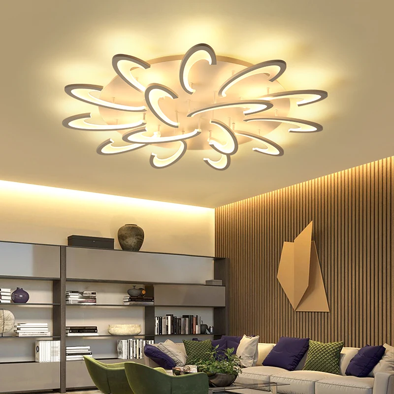 

Modern Led Chandeliers For Living Study Room Bedroom Kitchen Restaurant Hotel Remote Control White Ceiling Light Fixtures
