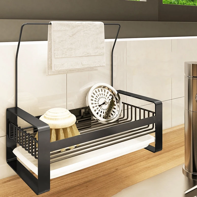 

Kitchen and Bathroom Supplies Stainless Steel Drain Rack Hanging Basket Storage Rack Rag Rack Faucet Sink Shelf