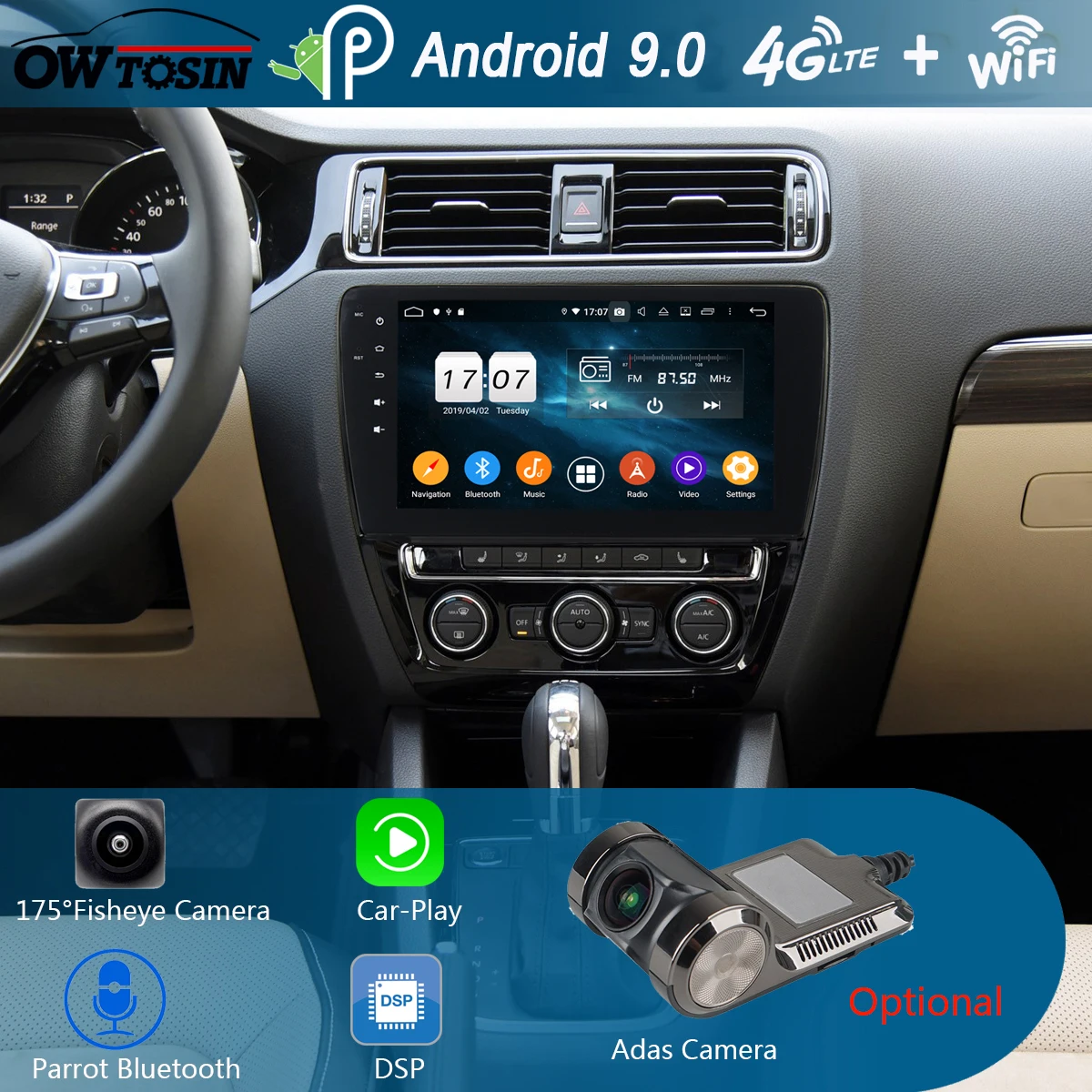 Автомобильный DVD-плеер с 10 1-дюймовым дисплеем восьмиядерным процессором ОЗУ 4 Гб