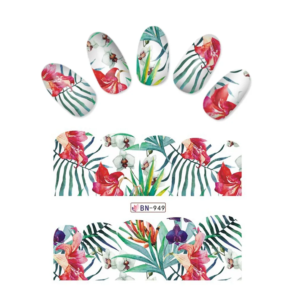 Наклейки для ногтей KADS 1 шт. летняя Цветочная серия наклейки-Слайдеры ногтевого