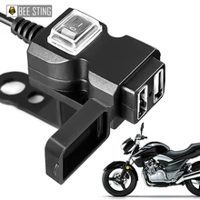 Motorcycle Socket Splitter Waterproof9-90V Motorbike Universal Cigarette Lighter Dual USB Charger Power Adapter for Mobile Phone
