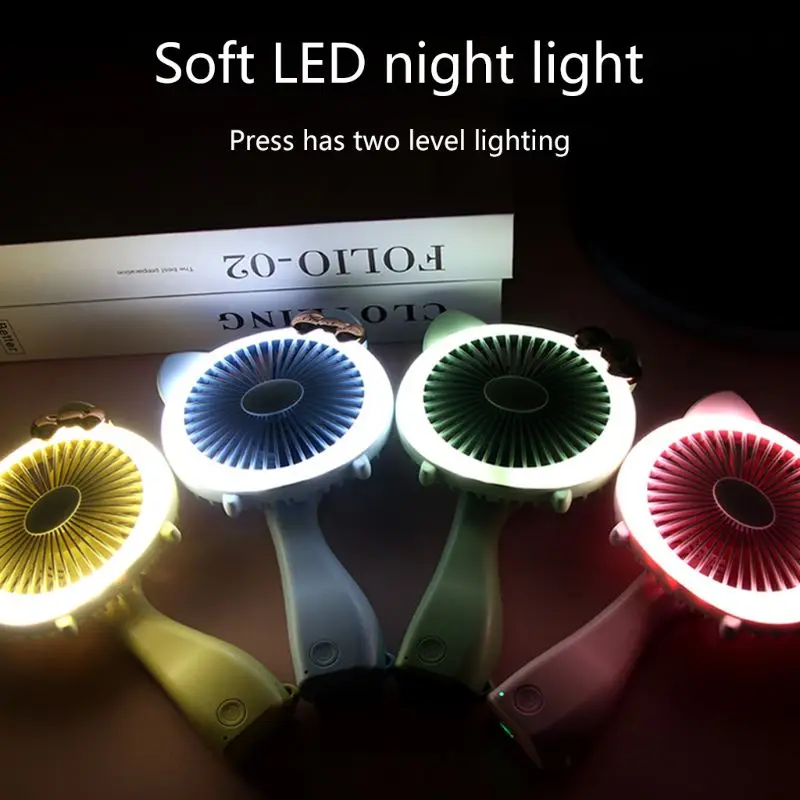 

Mini LED light handheld Fan USB Rechargeable Portable Folding Electric Fan