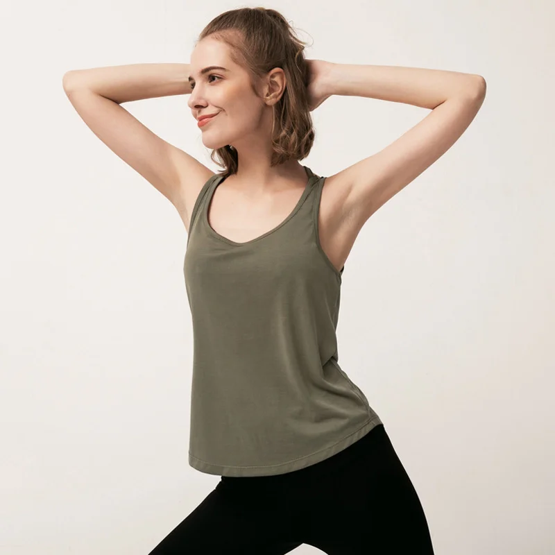 Workout Yoga Blouse Sports Top Women Open Back Sexy Suspender Vest Quick Drying Breathable Running Loose T-shirt Fitness Smock |