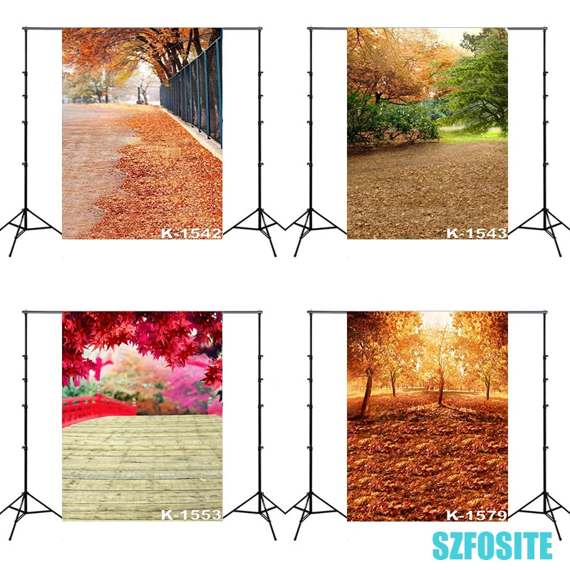 

Fall Charming Red Maple Forest Deciduous Photography Theme Backdrop Adults and Child Studio Shot Scenery Photo Vinyl Background
