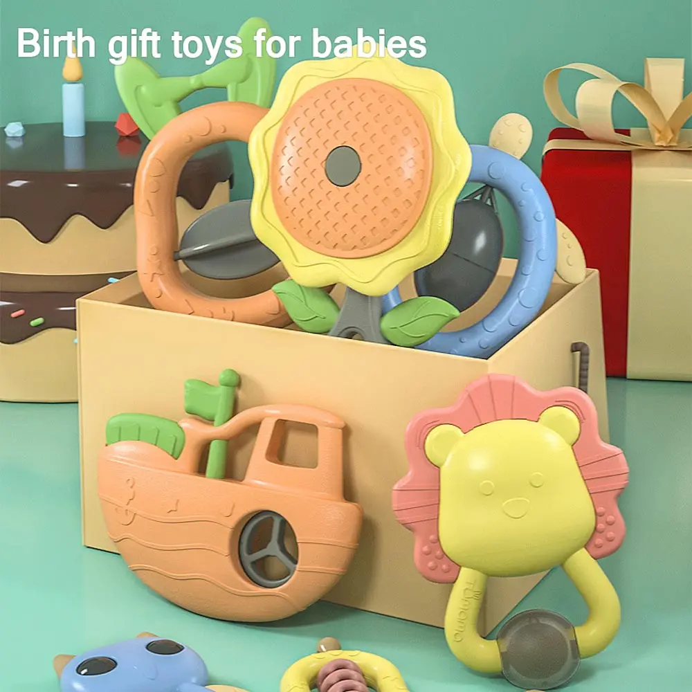 

4pcs set/ 6pcs set/ 10pcs set Baby Infant Silicone Teeth Grinder Cute Colorful Animal Rattle Toy