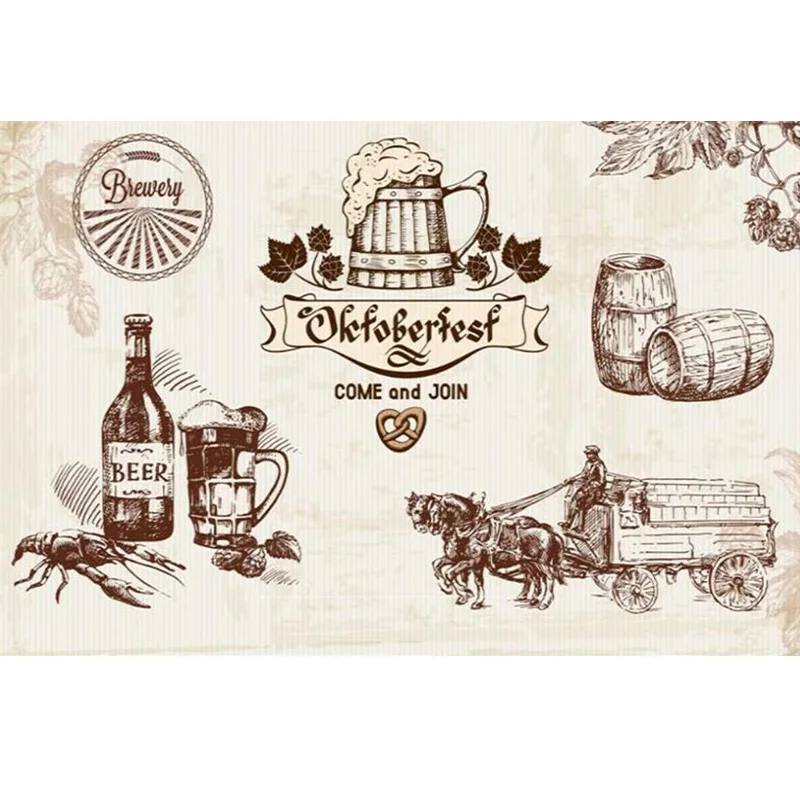 Европейская и американская ретро ручная роспись пивные бочки для вина настенная