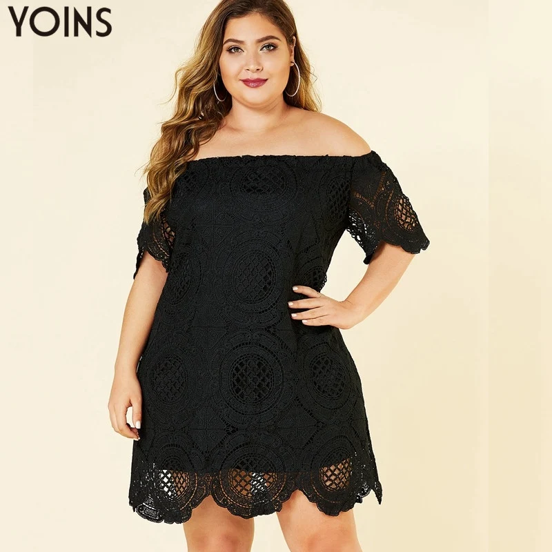 Женское кружевное мини платье YOINS размера плюс элегантные вечерние платья с
