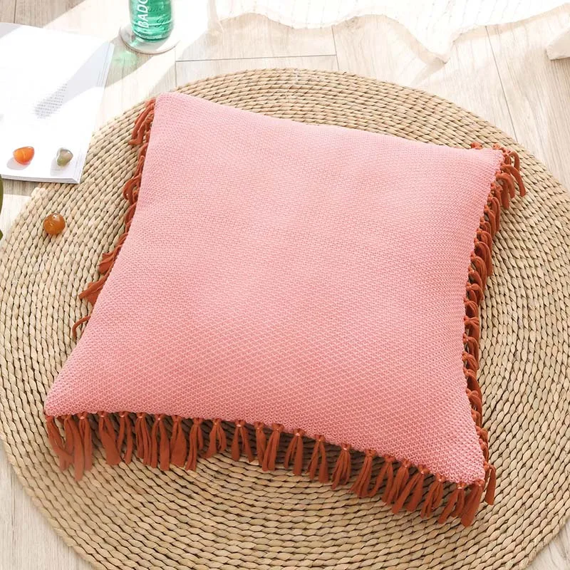 Чехол Подушка с кисточками 45x45 см хлопок Декоративная наволочка для подушки