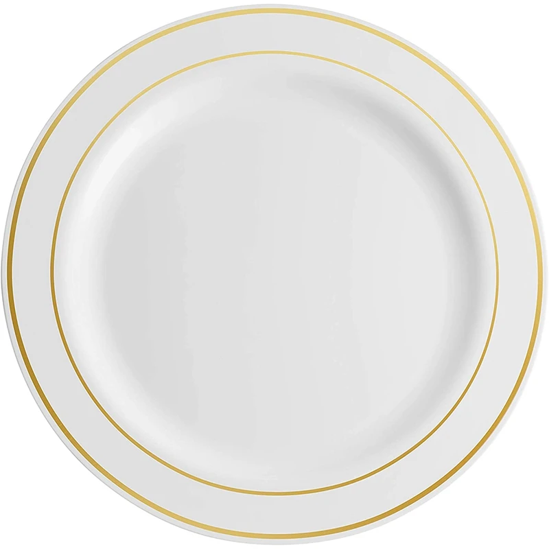

Gold Plastic Plates - 25 Dinner Plates and 25 Salad Plates Party Plastic Plates Disposable Plates for Party