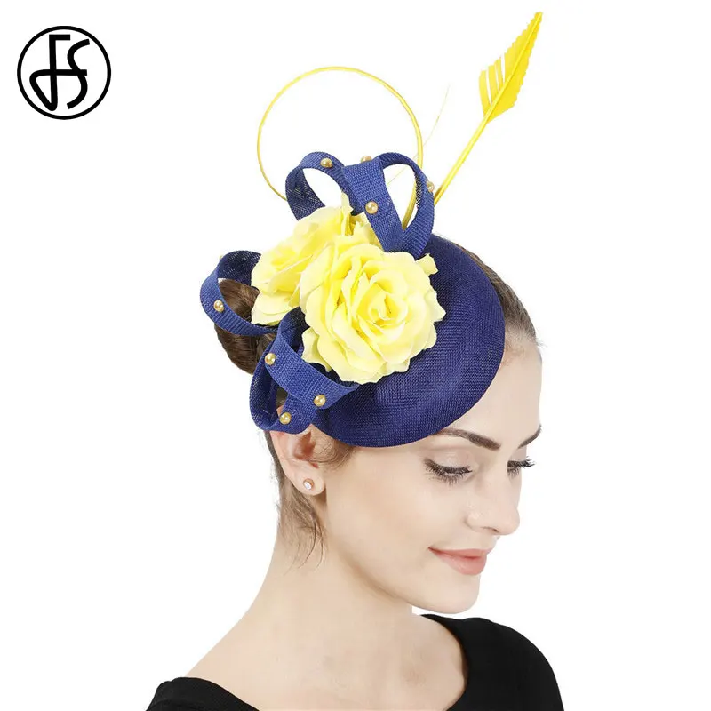 Женская вуалетка с перьями FS Шляпка из искусственных перьев свадебный головной