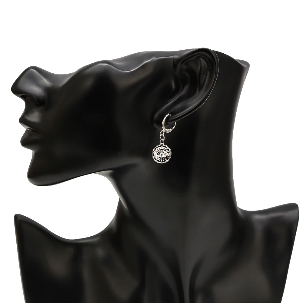 Серьги-подвески женские круглые золотистые/серебристые EY6726 | Украшения и