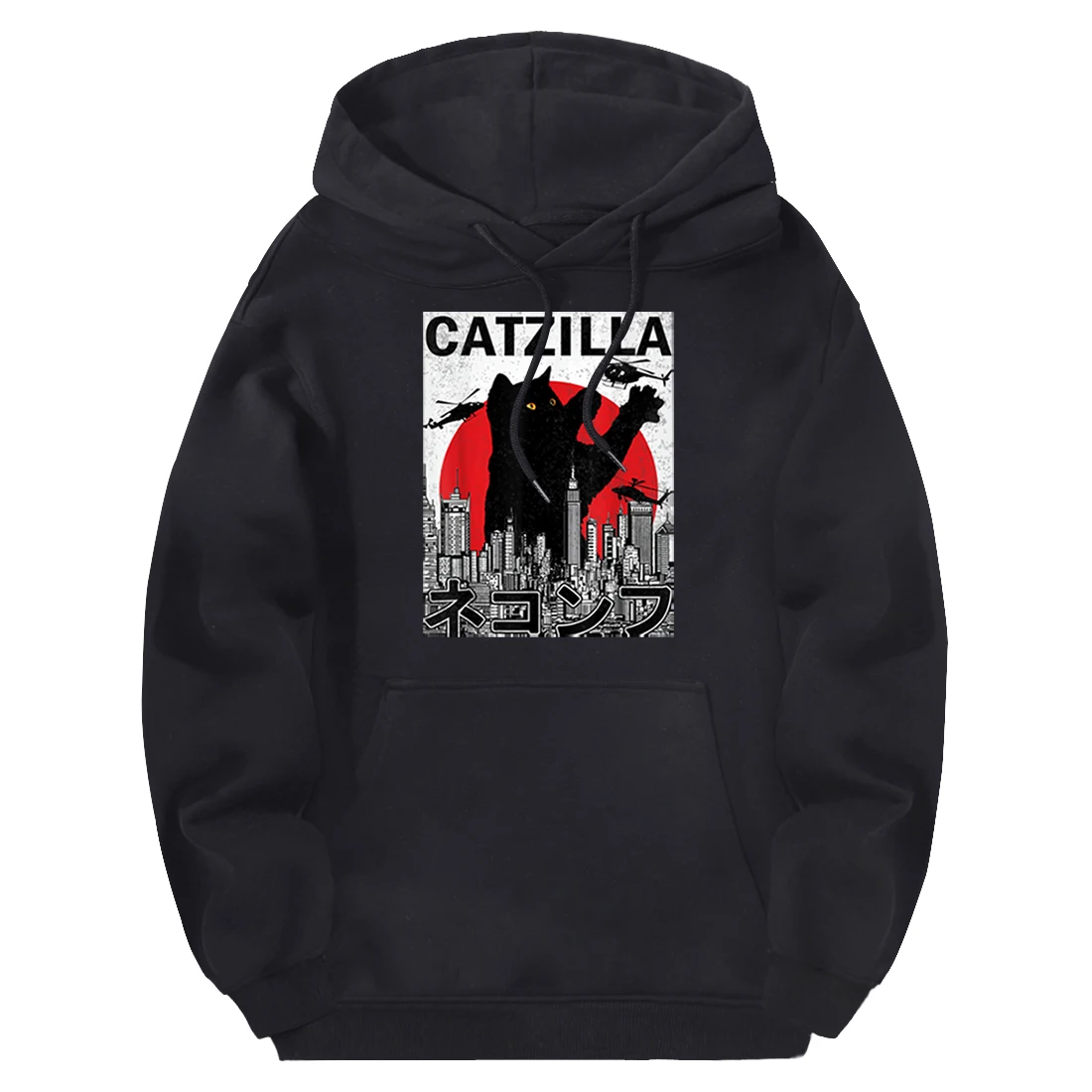 

Huge Cats Casual Hooded Sweatshirts Men Fleece Autumn Winter Pullovers Punk Clothes Male Solid Hoodies Black Supoleron Hombre