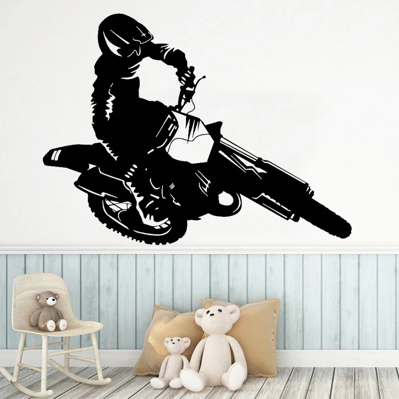 

Motorcycle Wall Sticker Motorcyclist Rider Decal Knight Home Decor Boys Bedroom Decoration Motocross Extreme Sport Art Mural