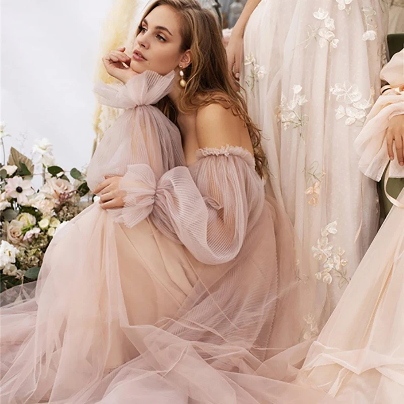 

Champagne Wedding Dresses A-line Sweetheart Tulle Lace Boho Dubai Arabic Wedding Gown Bridal Dress Vestido De Noiva