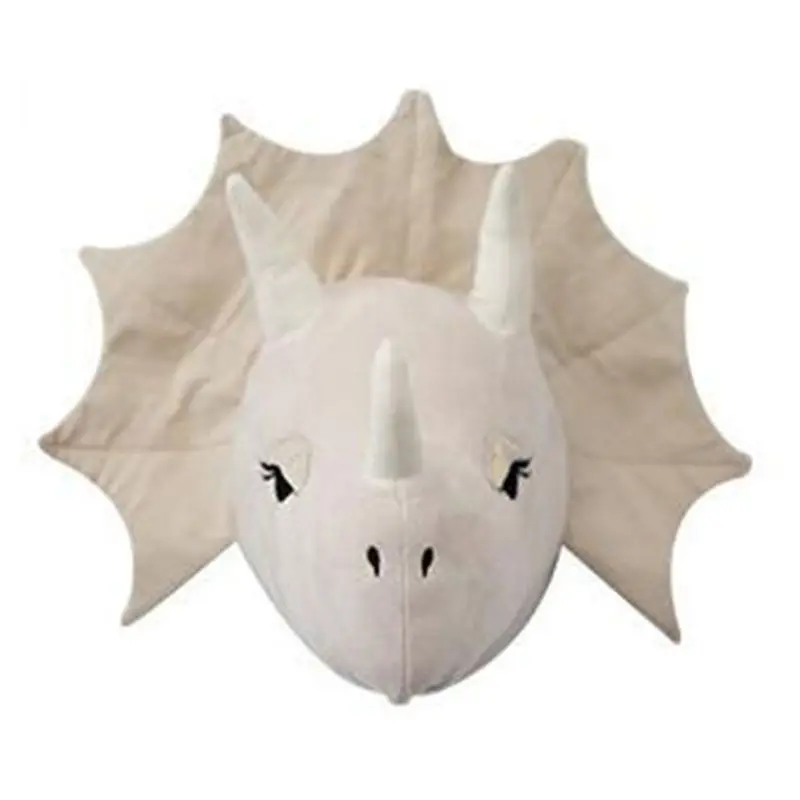 

3D Cartoon Animal Head Dinosaur Stuffed Plush Toy for Children Room Wall Decor