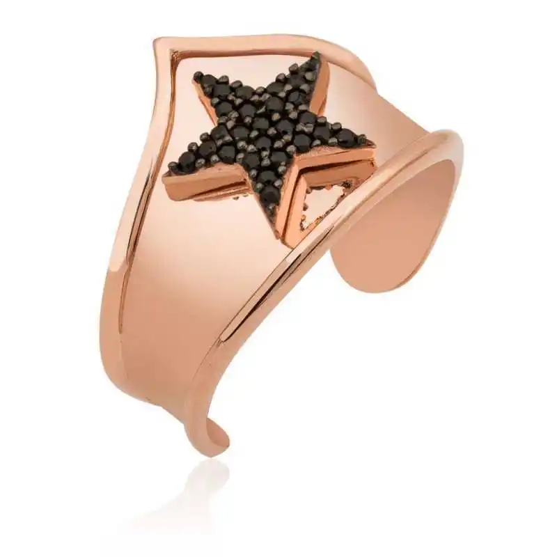 

Silverlina Silver Star Pattern Joint Ring