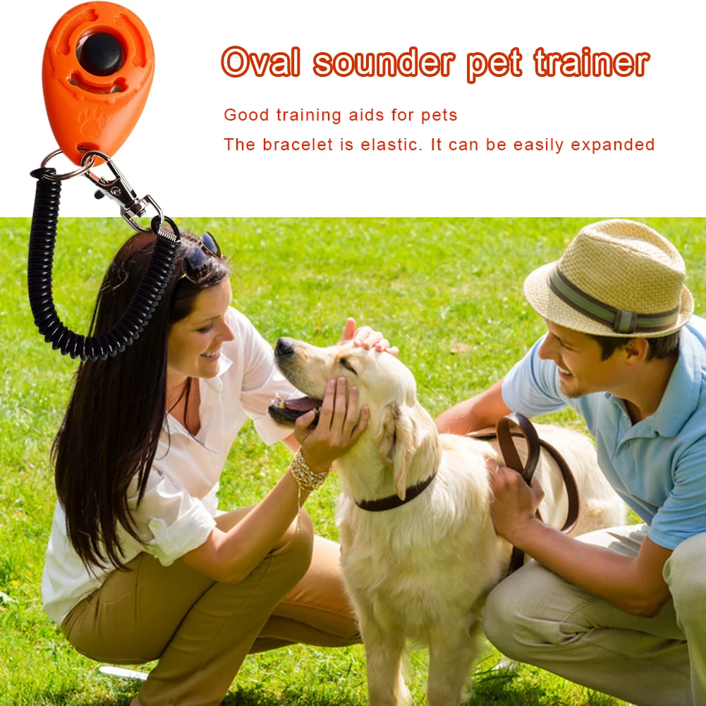 

Pet Clicker Dog Training Whistle Plastic Click Trainer Aid Tool Adjustable Wrist Strap Sound Key Chain Puppy Obedience Supplies