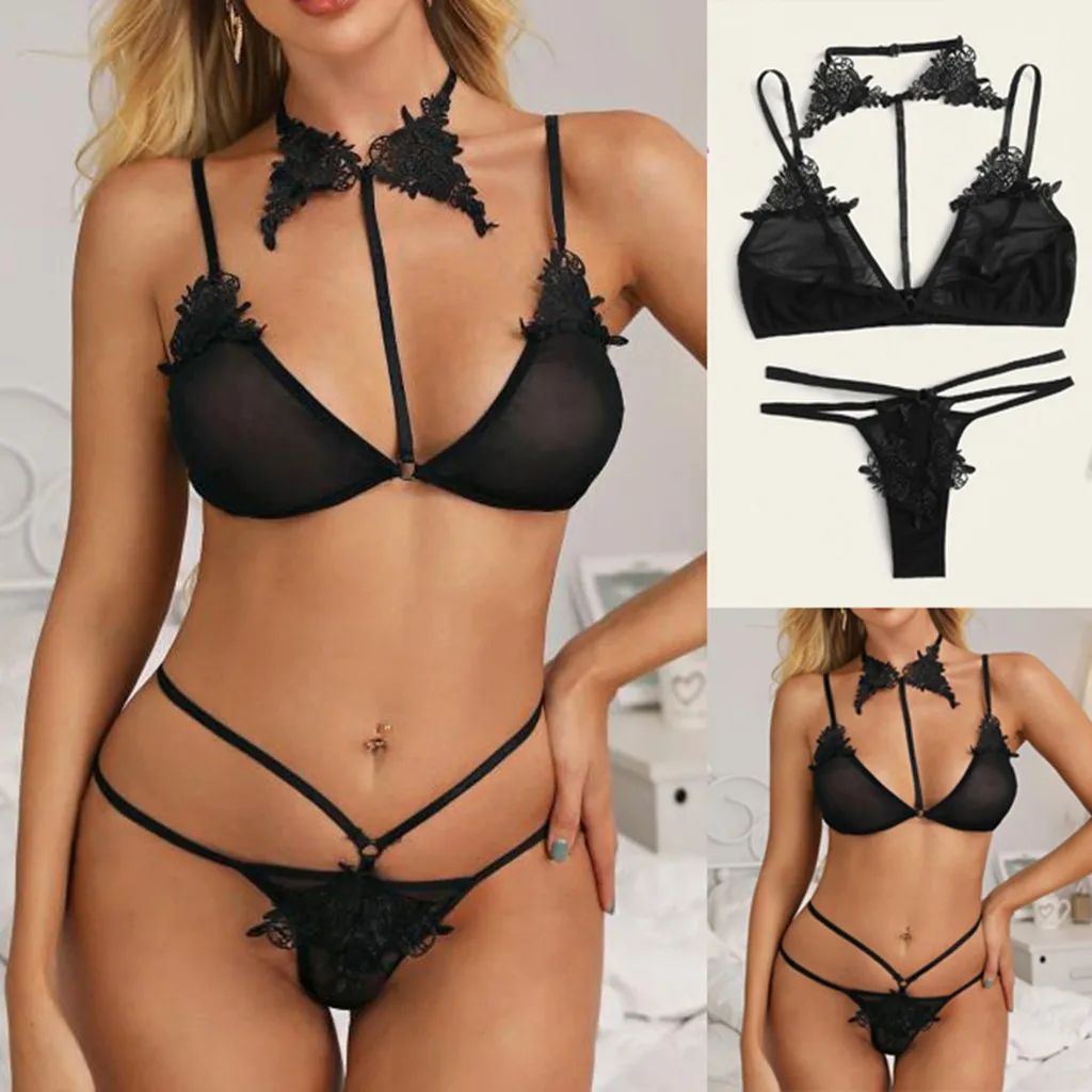 

New Sexy Lace Underwear Hot Sale Sexy Lace Embroidered Applique Underwear Solid Color Underwear Set S-XL 40*