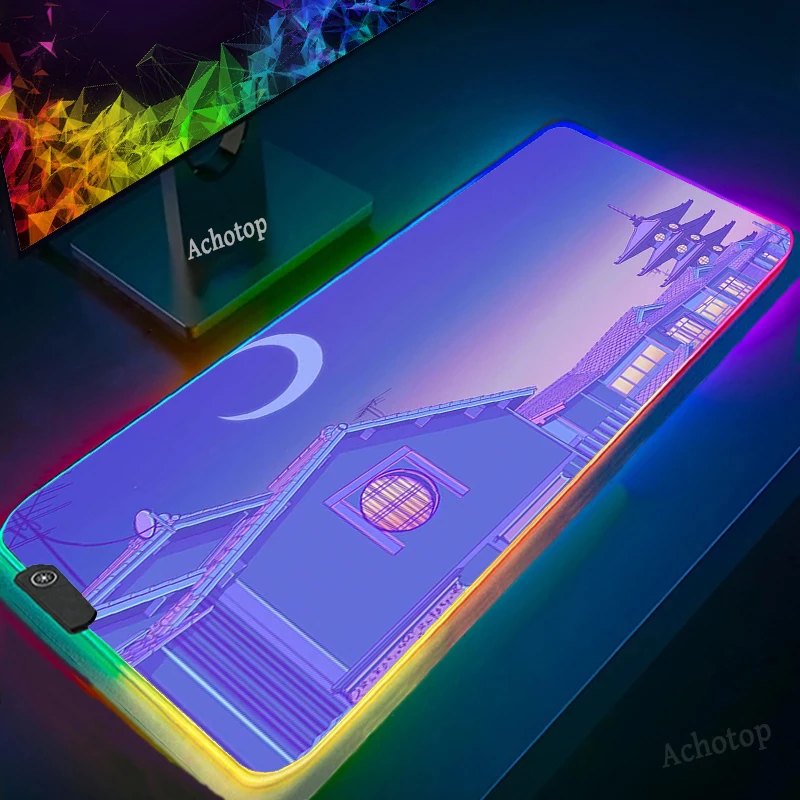 

RGB Kawaii moon cute 900x400 Mousepad Mat for Mouse Gamer RGB Gaming Mouse Pad XXL Large Computer Keyboard Mouse Mat Desk Mats