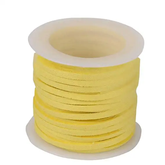 Yellow 5 м/рулон 3x1,5 мм плоский шнурок из искусственной замши, ожерелье, веревочка, рукоделие, бархатное кружево, сделай сам, нить, цепочка, ожерелье, ювелирное изделие, F55 - Цвет: Yellow