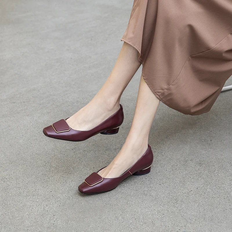 

Female Shallow Working Office Lady Shoes Woman Elegant Pointed Toe Shoes For Women Metal Decoration low Heels Pumps