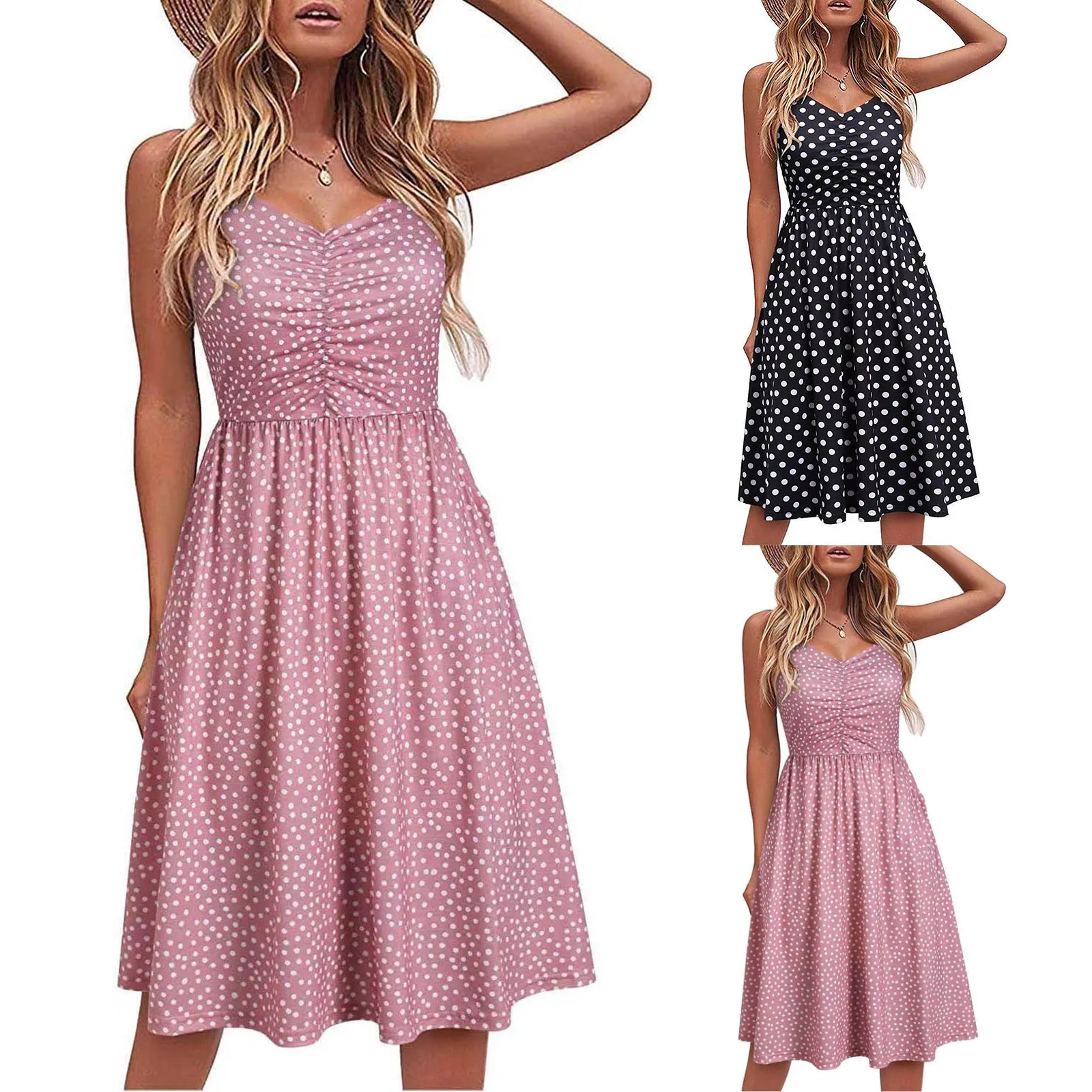 

2021 Women Fashion Floral Print Sleeveless V-Neck Dresses Casual Short Dress Summer Dress Dresses for women Dress