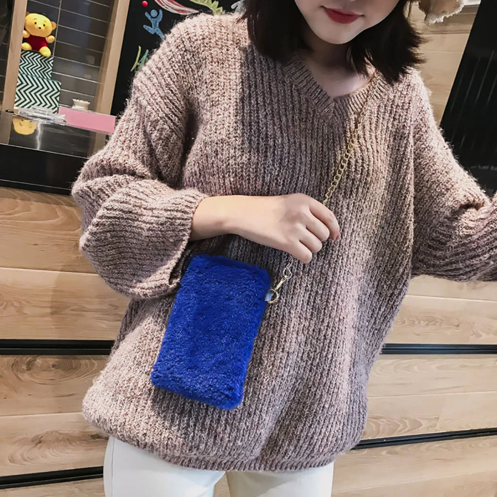 Женская сумка через плечо индивидуальная натуральная плюшевая мешок на цепочке