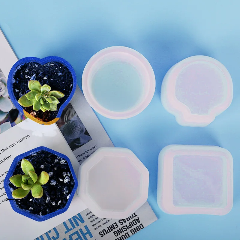 

Mirror Epoxy Resin Succulent Flowerpot Epoxy Mold Storage Box Jewelry Box Silicone Model Handmade Diy New Product