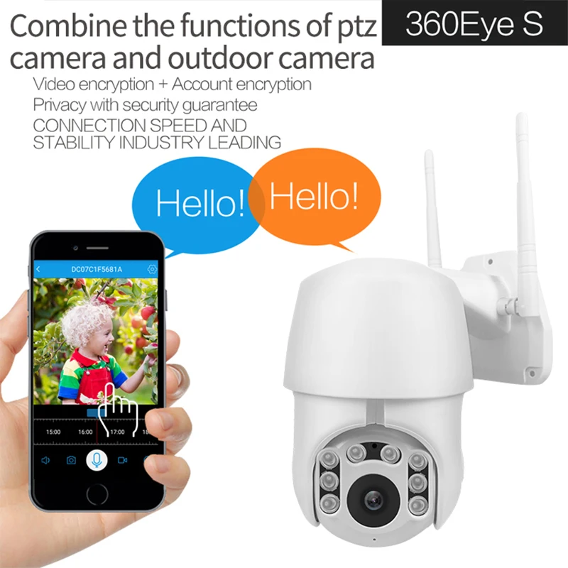 

HD Wifi IP Camera Outdoor Waterproof IR Move Detection Infrared Night Vision CCTV PTZ Surveillance Camera Wifi Dome Camera